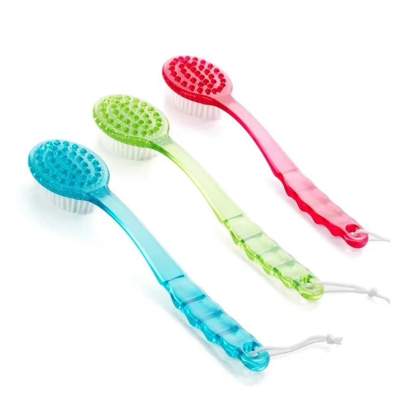 Bath Brush with Handle - Exfoliating Back Body Shower Sponge Scrubber, Skin Massager for Bathroom, Exfoliation Body Brush