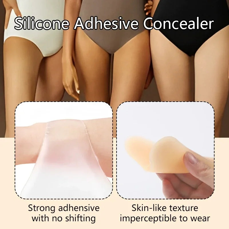 2PCS Silicone Invisible Concealer Inserts – Reusable Self-Adhesive Privacy Pads for Swimsuits, Leggings & Underwear Smooth Fit