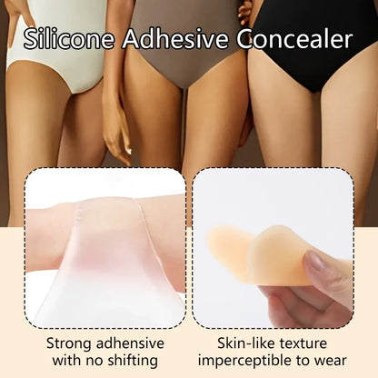 2PCS Silicone Invisible Concealer Inserts – Reusable Self-Adhesive Privacy Pads for Swimsuits, Leggings & Underwear Smooth Fit