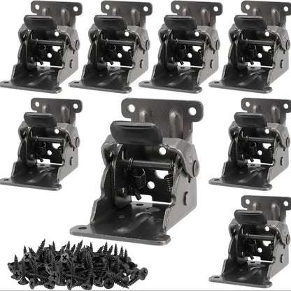 4Pcs Foldable Support Brackets – Self-Locking Folding Hinges with Screws for Table and Bed Legs