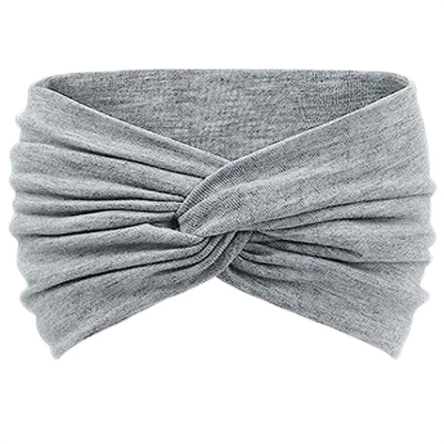 Wide Solid Color Turban Headband – Non-Slip Yoga, Running & Casual Hair Accessory