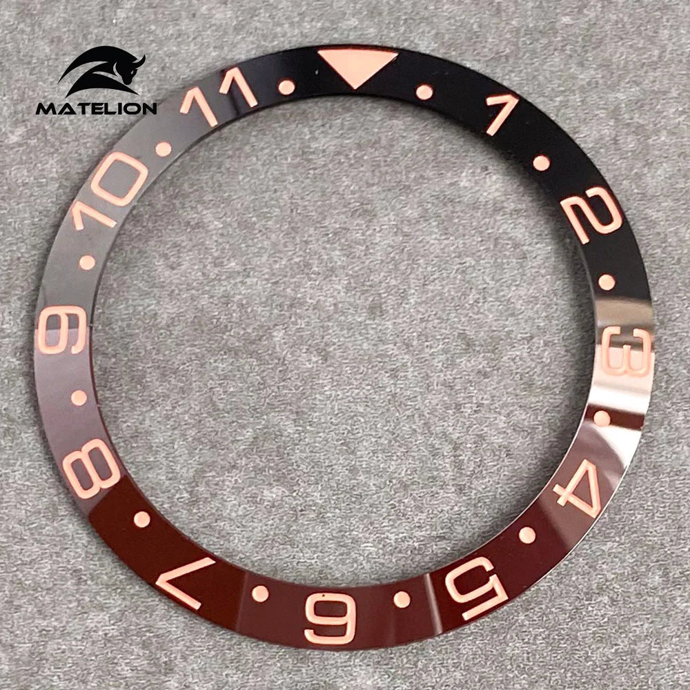 MATELION 38mm Ceramic Bezel Insert — Alloy Watch Ring for 40mm NH35/NH34 GMT Diving Watches