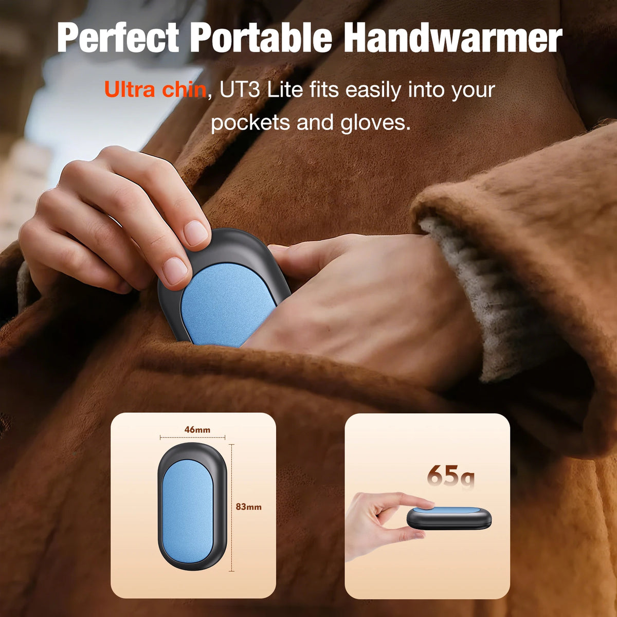 2-in-1 Magnetic Mini Hand Warmer - Compact Portable Pocket Heater with 3 Adjustable Heat Settings