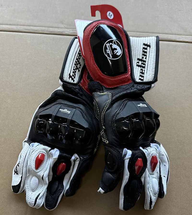 Motorcycle Gloves AFS6 AFS10 AFS18 - Leather Windproof Motocross Mittens with Touch Screen, Men's Protective Motorbike Gloves
