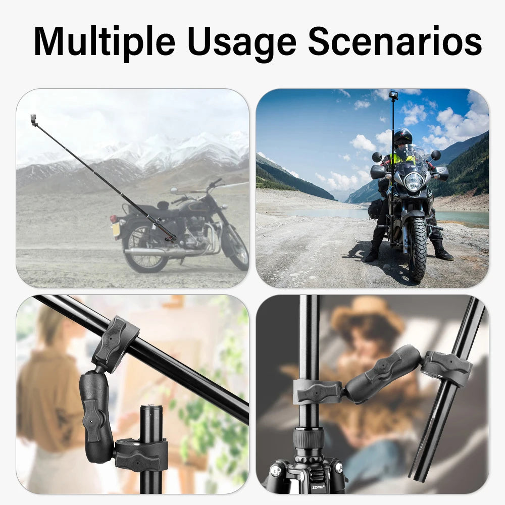 Motorcycle Panoramic Selfie Stick for Insta360 One X2/X3, Monopod Handlebar Mount Bracket, Compatible with GoPro Max Hero 11 Accessories