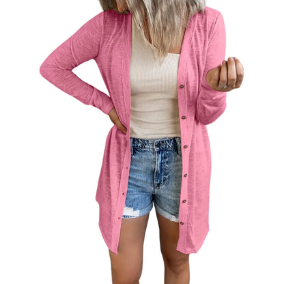 Summer Women’s XS-8XL Cardigan – Sunscreen Long Sleeve Coat, Casual Solid Top, Versatile Plus Size for Spring & Autumn