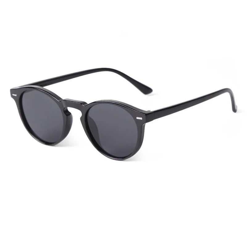 Vintage Round Sunglasses – 2024 Fashion Design for Men & Women, Retro Rivet Yellow & Blue Lens, Square Sun Glasses