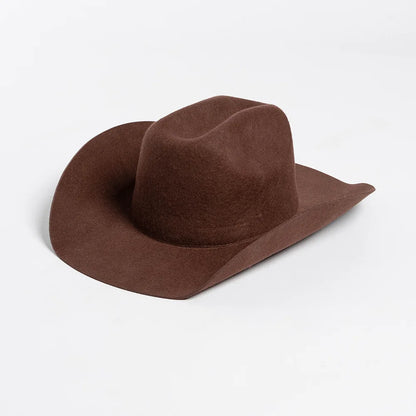 100% Wool Western Cowboy Hat – Casual Felt Cowgirl Hat for Men & Women, Autumn & Winter Outdoor Sunshade Fedoras Top Hat