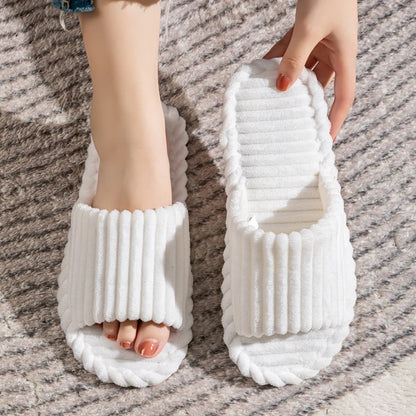 Men’s Open-Toe Breathable Anti-Slip Indoor Slippers – Silent Autumn & Winter Home Shoes for Couples