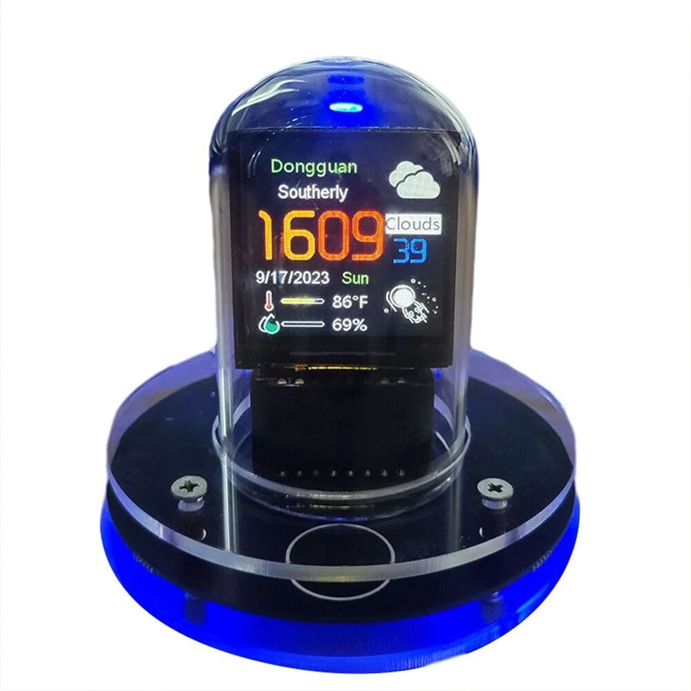 DIY Nixie Tube Clock Smart WiFi Cyberpunk Style Digital Glow Table Clock with Auto Time Update & Visual Display