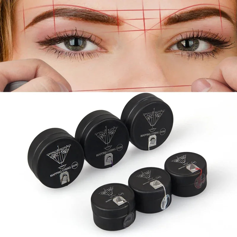 Microblading Eyebrow Mapping String - 10/20M Pre-Inked Brow Mapping Thread for Permanent Makeup Tattoo Design Tool