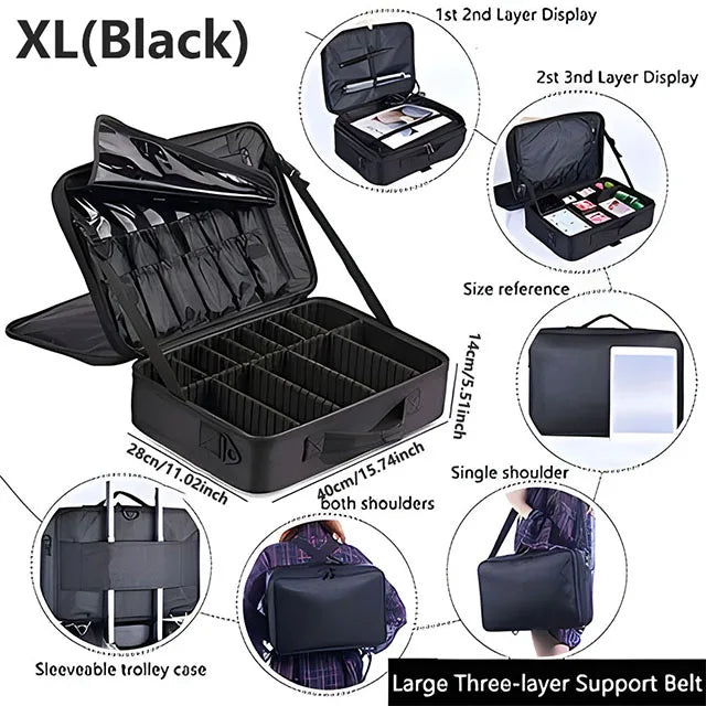 Professional Large Makeup Case – Travel Cosmetic Organizer & Nail Toolbox for Beauty Storage