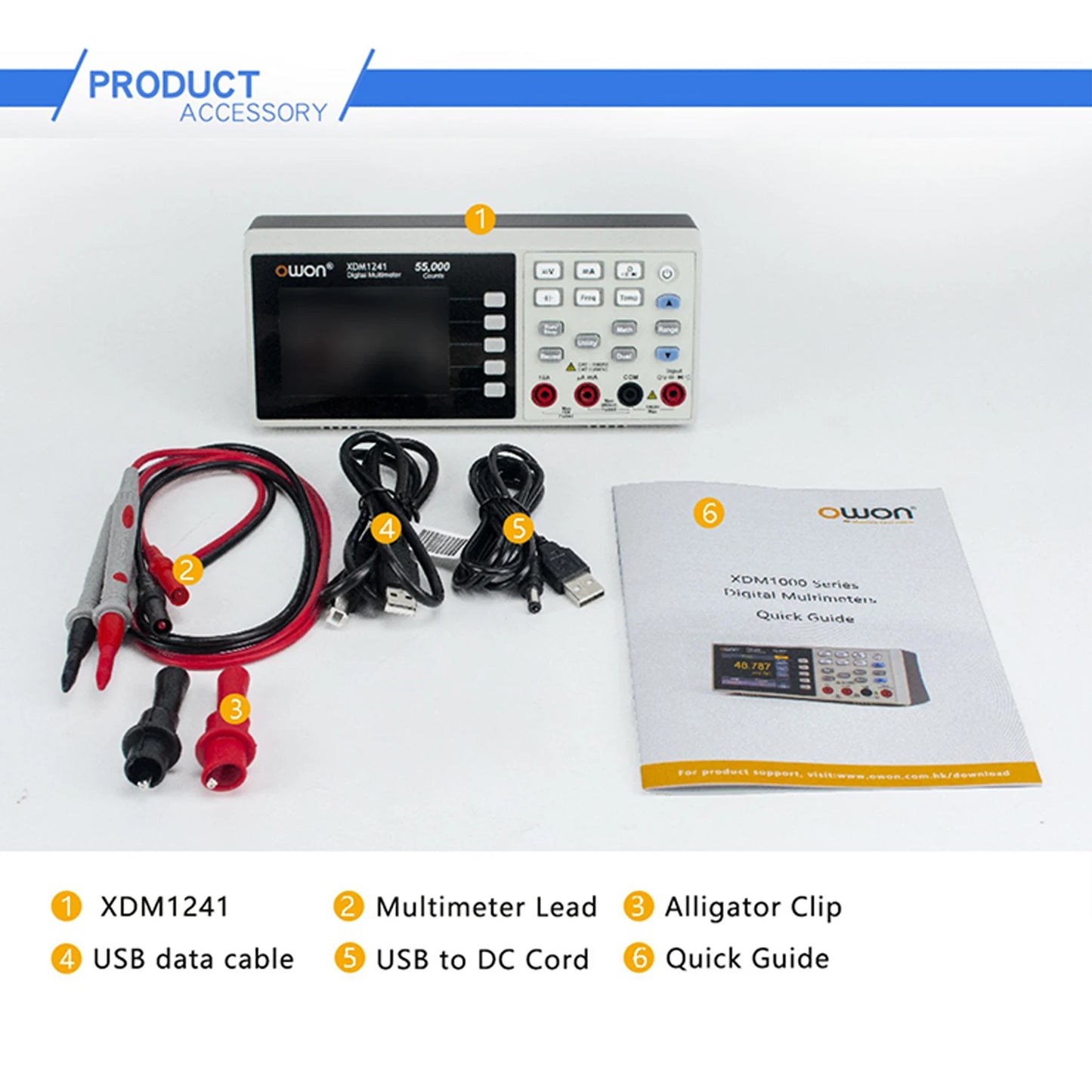 OWON XDM1041/XDM1241 Bench Digital Multimeter – 55000 Counts True RMS Voltmeter with 3.5'' LCD & Temperature Measurement