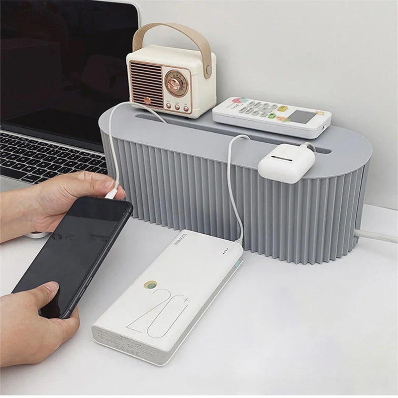 Nordic Cable Management Box – Plug Board Storage Case and Wire Organizer for Router, Socket, and Desktop Accessories