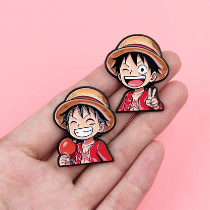 Anime Pirate Enamel Pins 4PCS Set - Cute Backpack Hat Lapel Badges for Fans & Cosplay Gifts