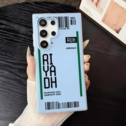 Saudi Arabia Plane Ticket Phone Case - Clear Soft Shockproof 2-in-1 Cover for Samsung Galaxy S25 S24 S23 Ultra