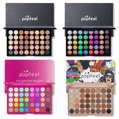 POPFEEL 40 Color Eyeshadow Palette - Earth Tone & Rainbow Shades with Matte and Shimmer Long Lasting Finish