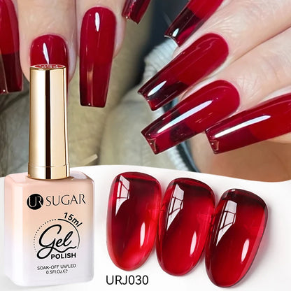 UR SUGAR 15ml Jelly Milky White Gel Polish – Translucent UV Soak Off Nail Art Varnish Semi-Permanent Fashion Nail Color