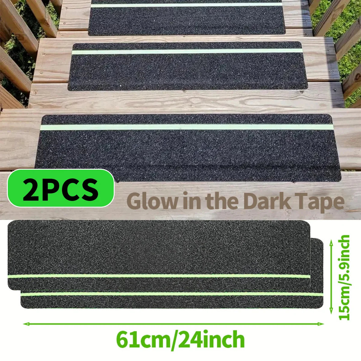 Glow in the Dark Anti-Slip Grip Tape Green Non-Skid Abrasive Adhesive Traction Tape for Stair Safety Treads & Steps