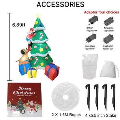 Inflatable Christmas Decorations – Tree, Snowman, Santa, Bear & Gingerbread Man with Built-in LED for Outdoor Garden & Party Decor