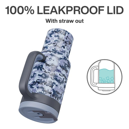Powcan 40oz Stainless Steel Tumbler with Handle & Straw – Camouflage Prints, Leak-Proof Vacuum Travel Mug for Outdoors