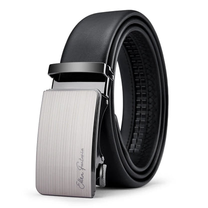 OYIFAN Men’s Genuine Leather Belt – Designer Alloy Buckle Automatic Ratchet Belt