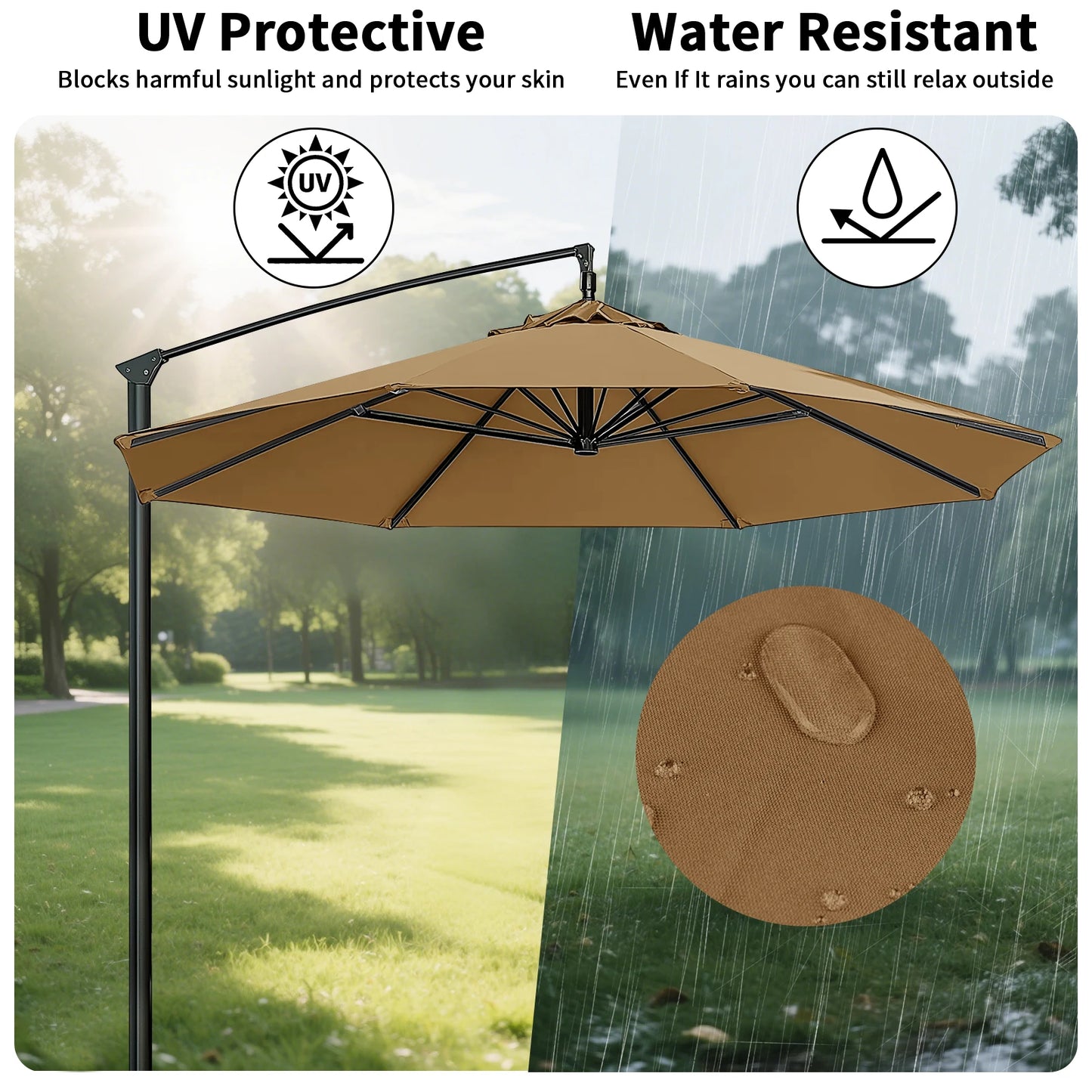Universal 6/8 Rib Patio Umbrella Replacement Canopy – Polyester Sunshade & Rainproof Outdoor Cover Cloth