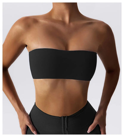 Women’s Strapless Sports Bra — Quick-Dry Yoga & Gym Tube Top | Fitness Chest Wrap Workout Bra