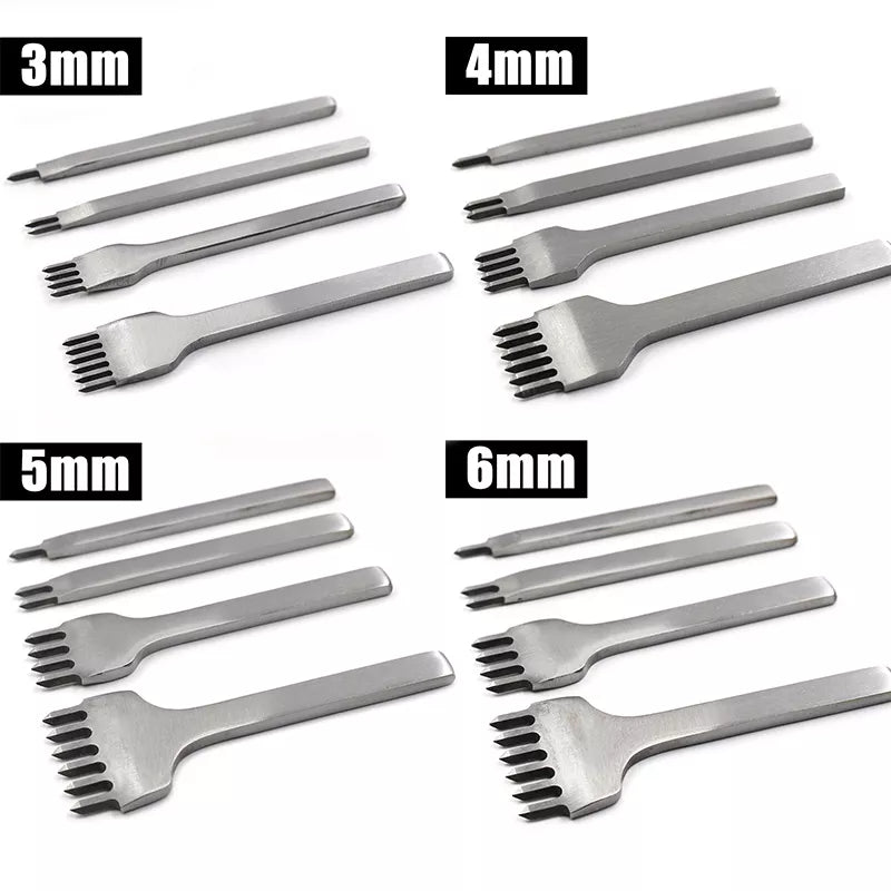 Leather Hole Punch Tool - 3/4/5/6mm Spacing Punch for Lacing, Stitching, and Sewing - DIY Leather Craft Tools with 1/2/4/6 Prong Options