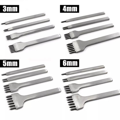 Leather Hole Punch Tool - 3/4/5/6mm Spacing Punch for Lacing, Stitching, and Sewing - DIY Leather Craft Tools with 1/2/4/6 Prong Options