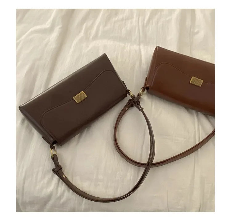 Retro Underarm Bag for Women – New Autumn Winter Fashion, Solid Color PU Leather Handbag, Casual Commuter Single Shoulder Bag