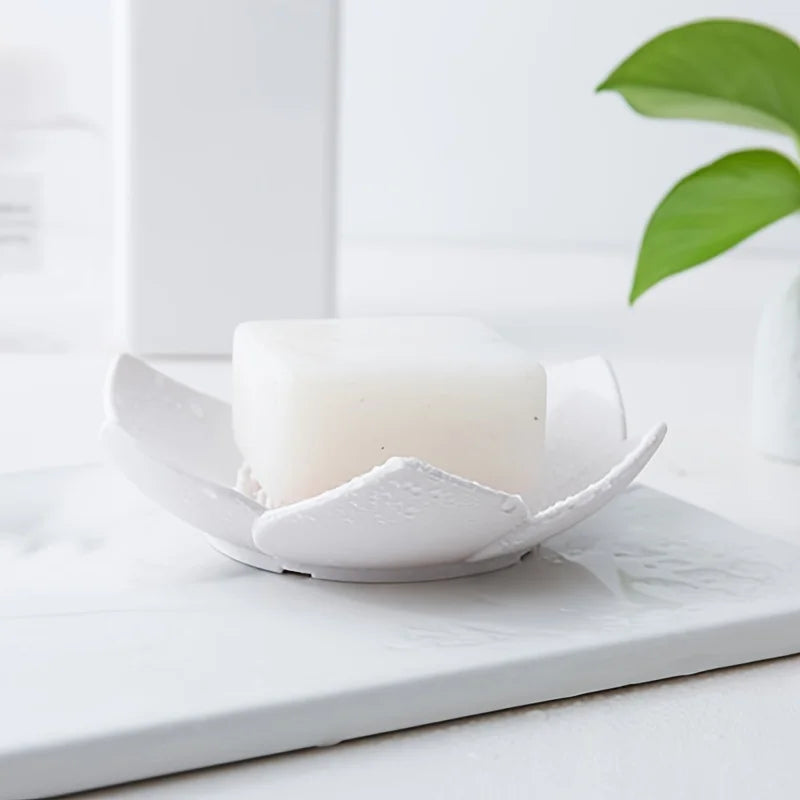 Lotus Design Soap Holder - Silicone Bathroom Soap Box with Drainage