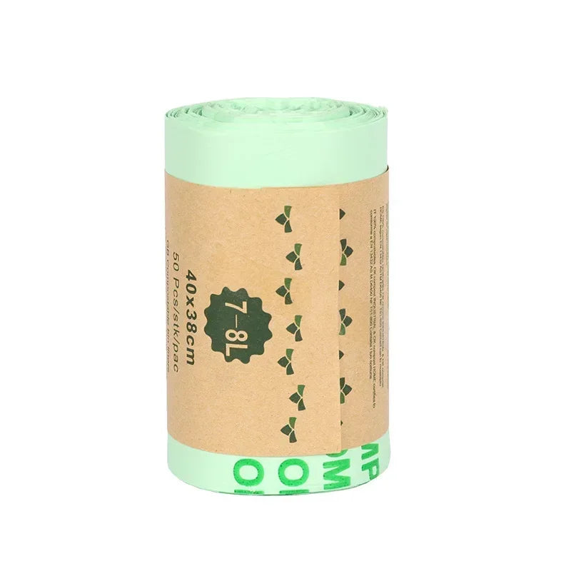 50pcs Biodegradable Trash Bags – 6/8/10L Compostable Household Garbage Bags for Kitchen Use