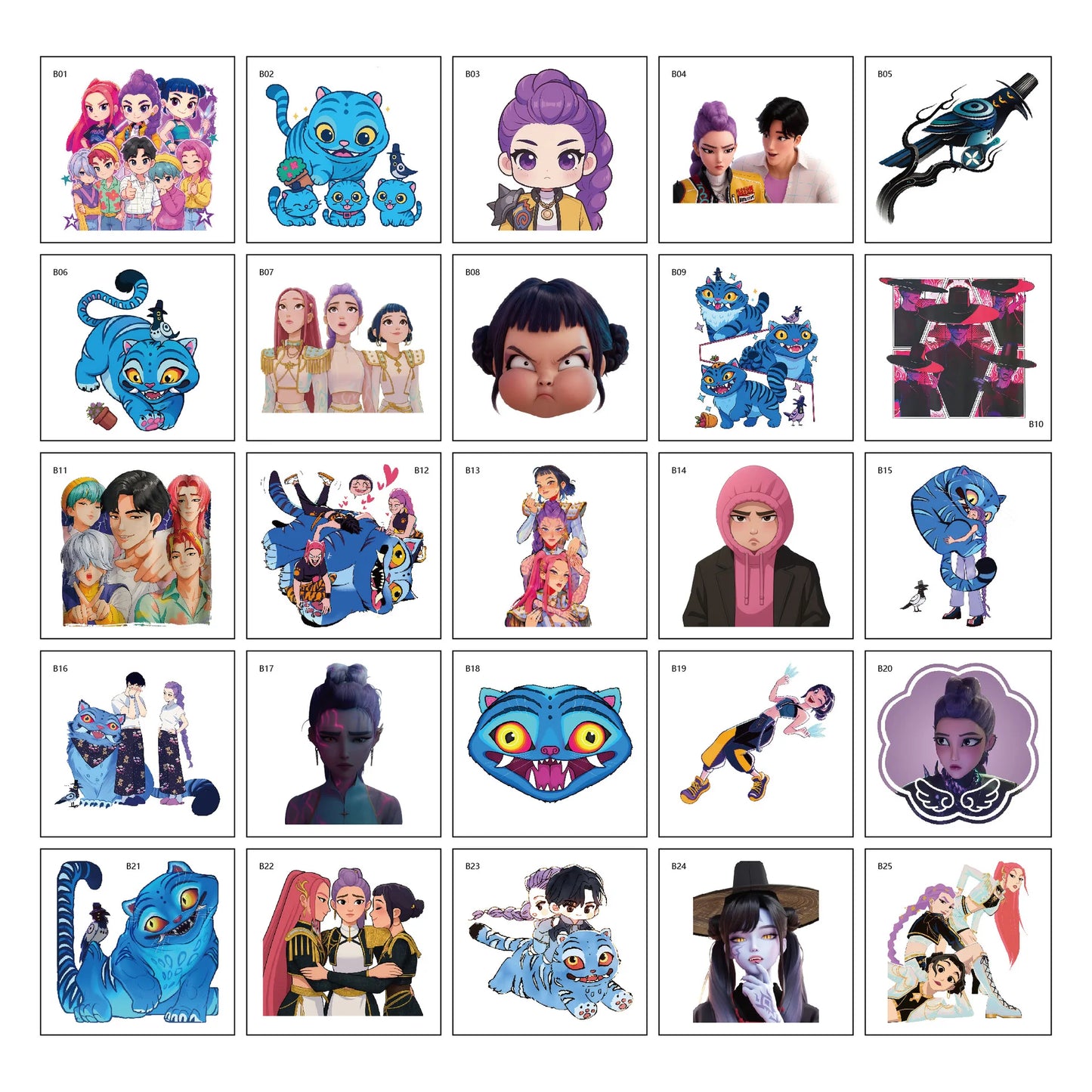 20-25pcs Rumi KPop Demon Hunters Temporary Tattoo Stickers – Cute Cartoon Waterproof Tattoos, Fun Party Gift Ideas