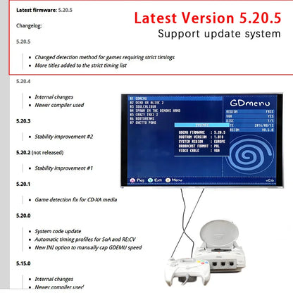SEGA Dreamcast GDEMU V5.20.5 Emulation Board & Remote Card Mount Kit – Optical Drive Replacement for DC Console (GDU DC VA1)