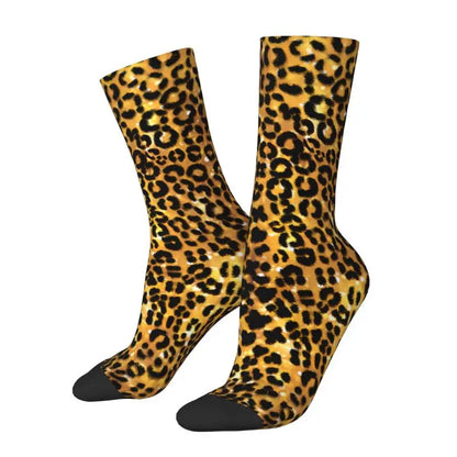 Custom Funny Leopard Print Socks – 3D Animal Cheetah Pattern Warm Sports Socks for Men & Women