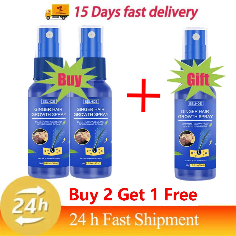 Ginger Hair Growth Serum Spray - Moisturizing Scalp Care and Nourishing Hair Treatment for Men and Women