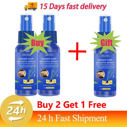 Ginger Hair Growth Serum Spray - Moisturizing Scalp Care and Nourishing Hair Treatment for Men and Women