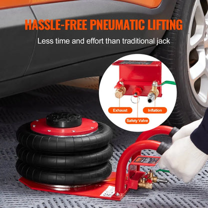 VEVOR Triple Bag Air Jack – 3 Ton (6600 lbs) Capacity Portable Pneumatic Car Jack for Heavy Duty Quick Lifting & Garage Repairs