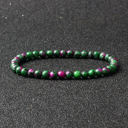 4mm Natural Stone Bead Stretch Bracelet for Men & Women – Agate Lava Handmade Reiki Crystal Jewelry