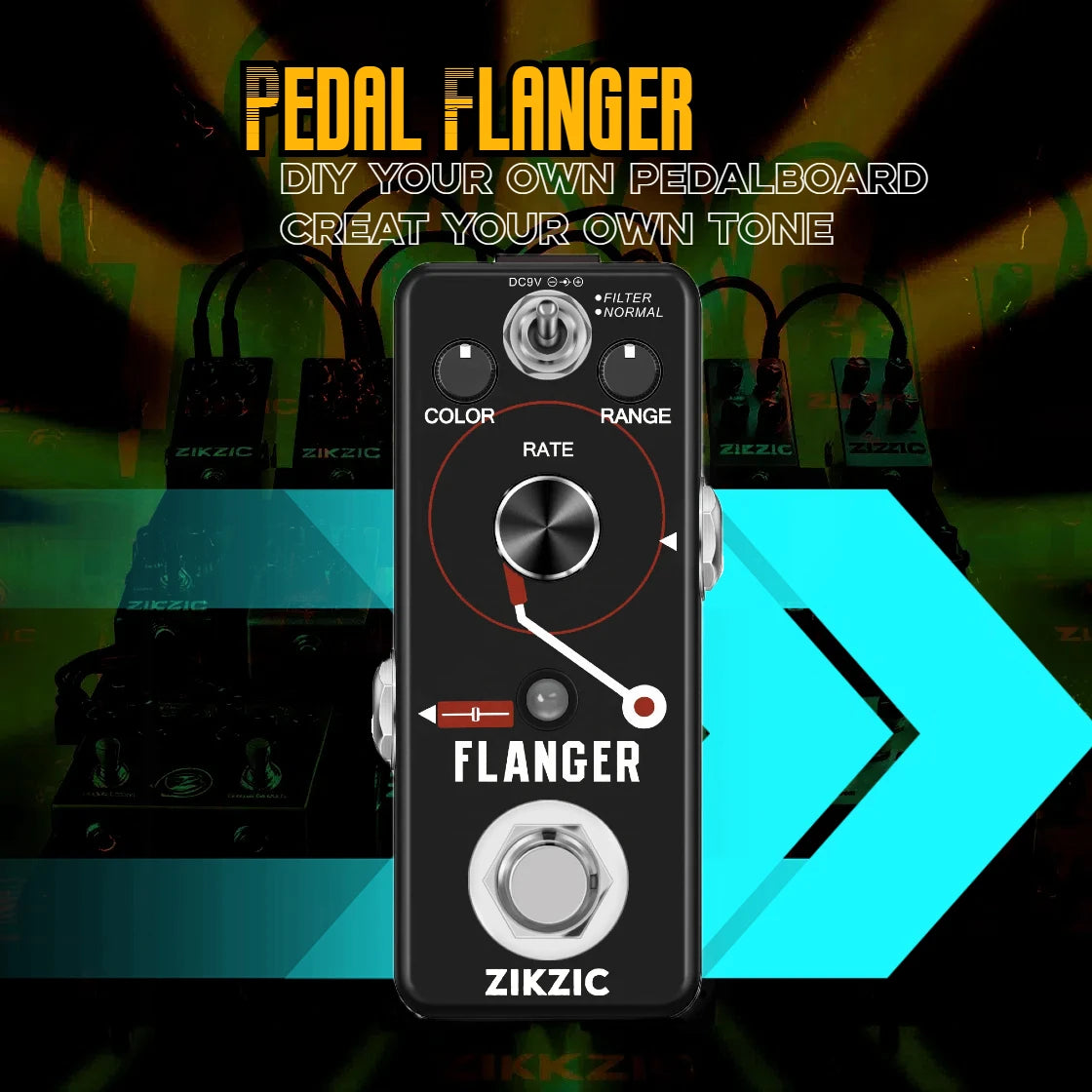 ZIKZIC Guitar Pedals Noise Gate Flanger Equalizer Delay Acoustic Plexion Overdrive Gitona Chorus Metal Distortion Fuzz Rowin