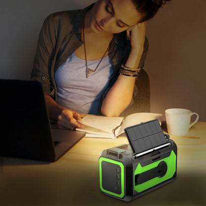 12000mAh AM/FM/NOAA Weather Radio – Solar Hand Crank Portable Emergency Radio with 2 Solar Panels, Reading Lamp for Camping