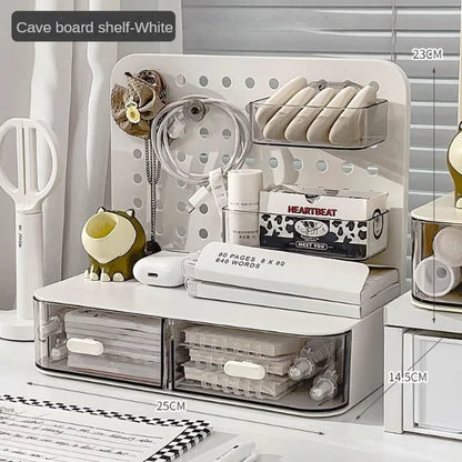 Desktop Perforated Board Storage Box, Stationery Sorting Rack, Desk Organizer, Office Cosmetics Storage Rack, Pen Holder