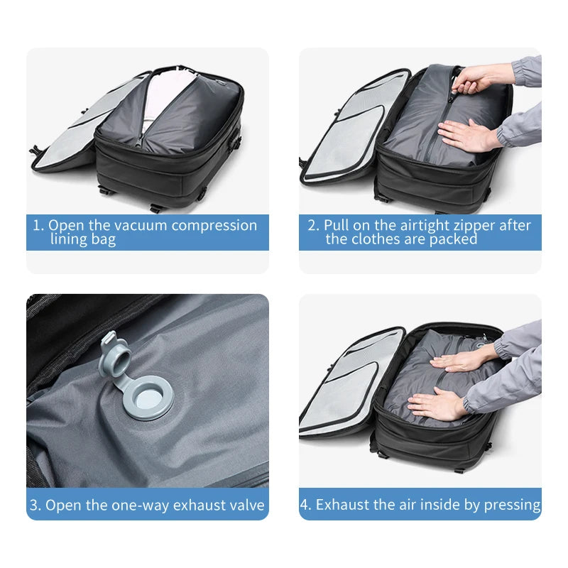 Men's Travel Backpack – Vacuum Compression, 17-Inch Laptop Backpack, Large Capacity Business & School Backpack, Expanded Hiking Bag