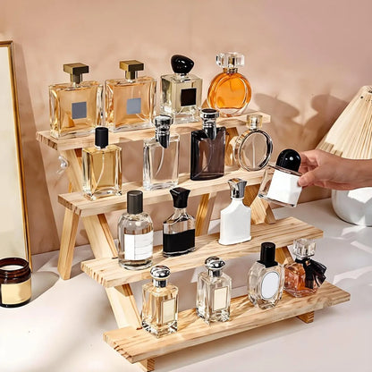 Wooden Display Rack – Ear Stud, Earrings, Perfume & Jewelry Organizer for Desktop