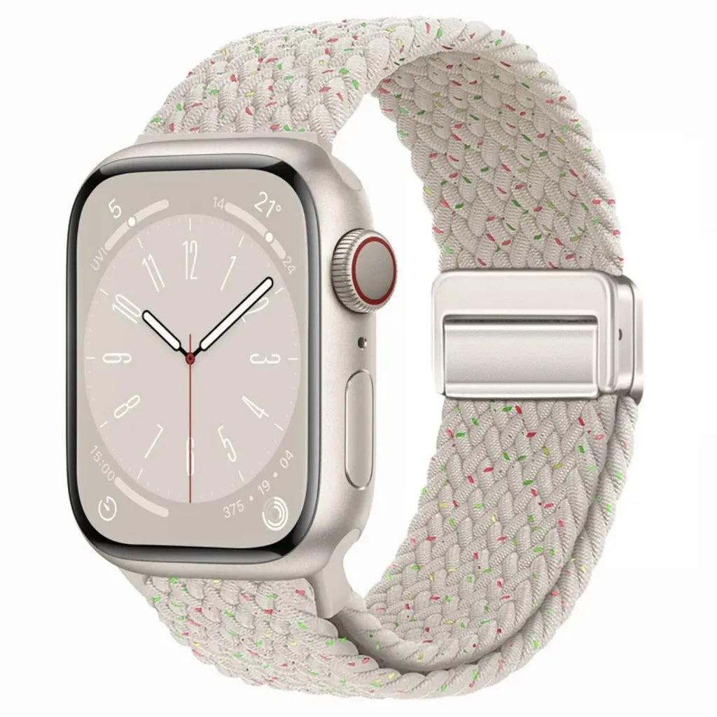 Nylon Braided Watch Band for Apple Watch – Compatible with Series SE, 3–10 & Ultra (38–49mm Adjustable Sport Strap)