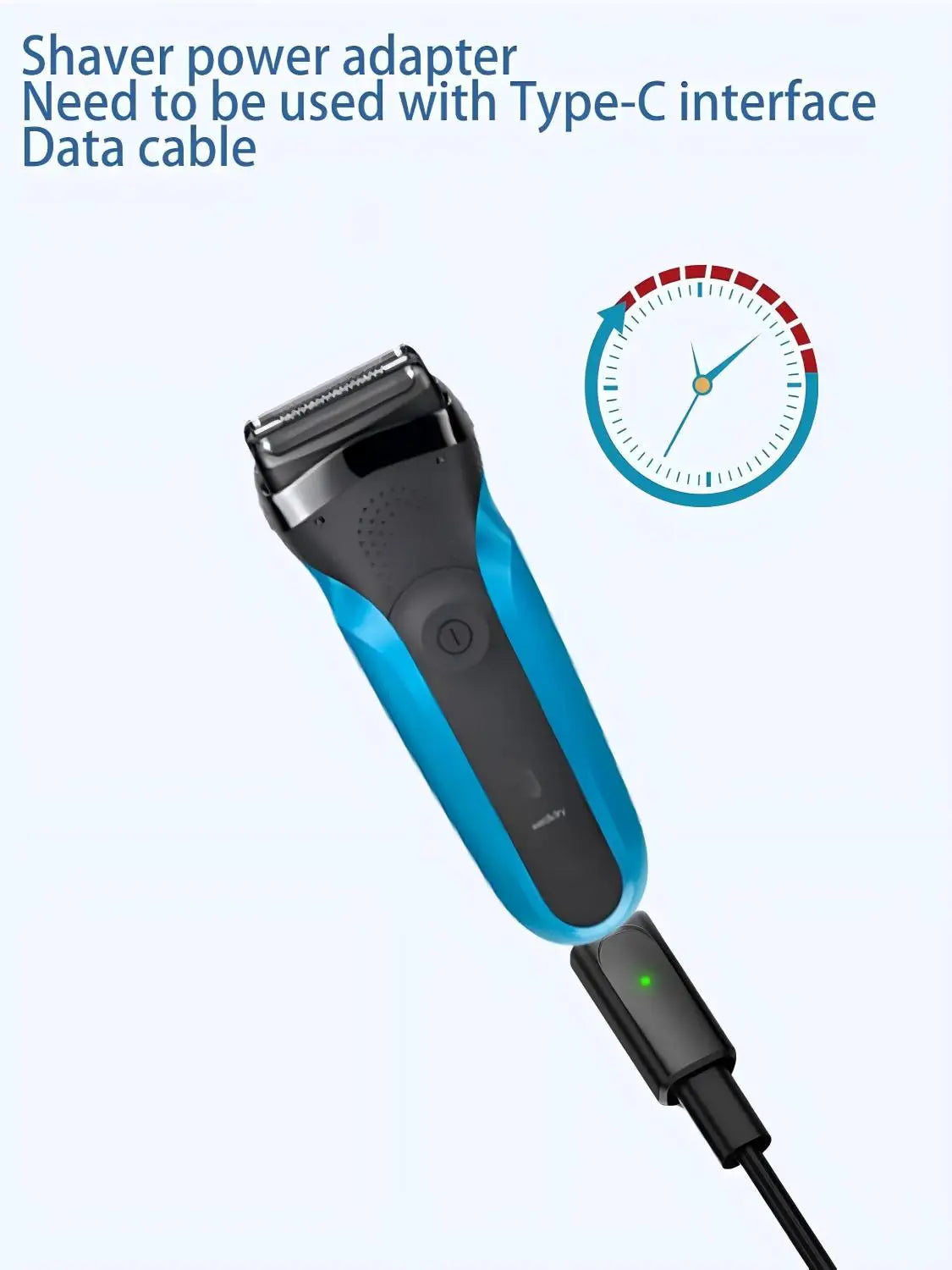 LISI 12V Type-C Shaver Charger Adapter – Compatible with Braun Series 1/3/5/6/7/9 & XT5 Electric Shaver Charging Converter Cable