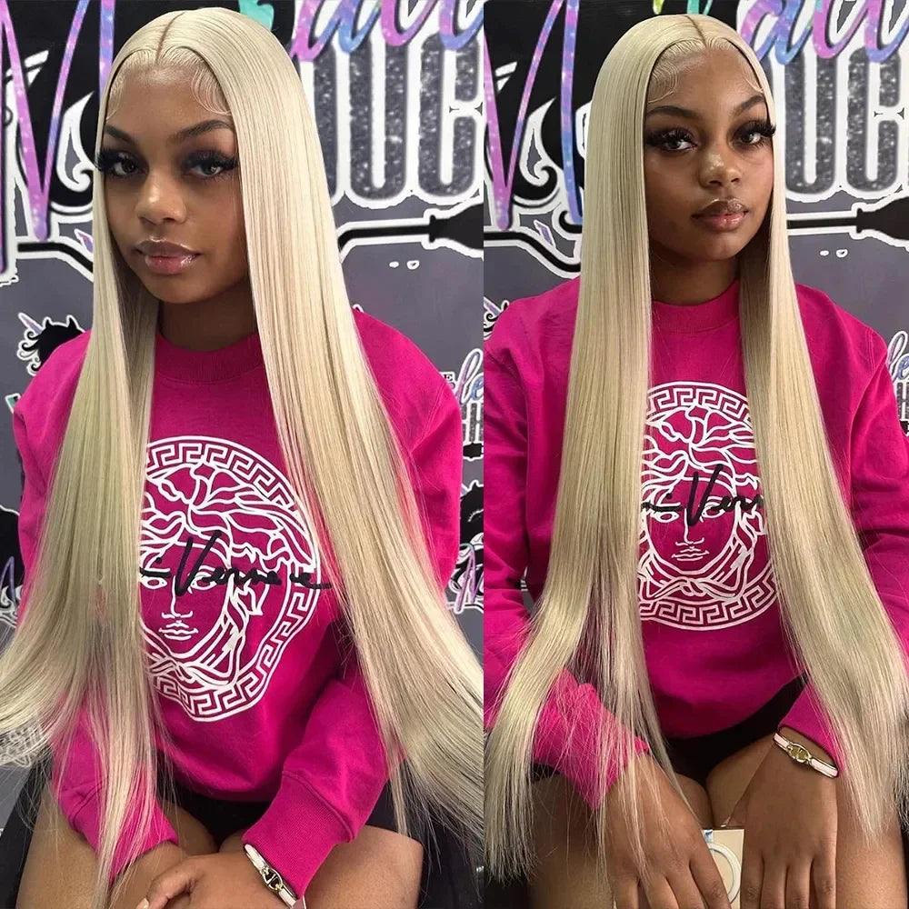 40-42 Inch 613 Blonde HD Lace Front Wig – 13x6 Straight Human Hair, 250% Density Brazilian Wig for Women