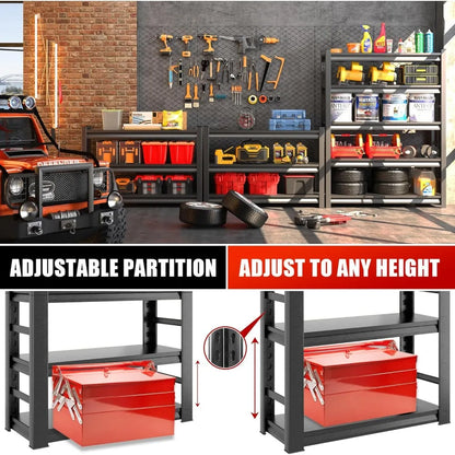 72" Heavy Duty Garage Shelving – Adjustable 5-Tier Metal Storage Shelves for Garage, Warehouse, Basement