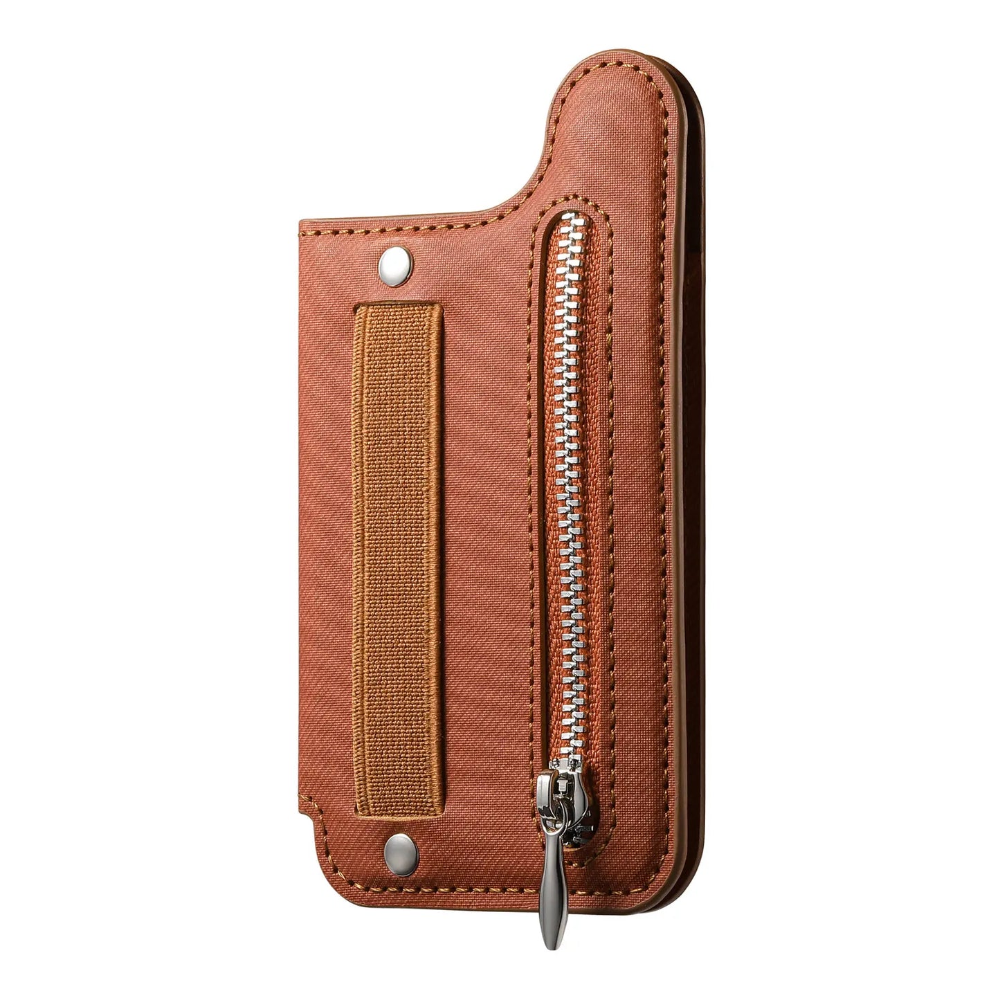 Flip Card Phone Case - Zipper Wallet Card Holder with Wrist Strap and Desktop Stand Support
